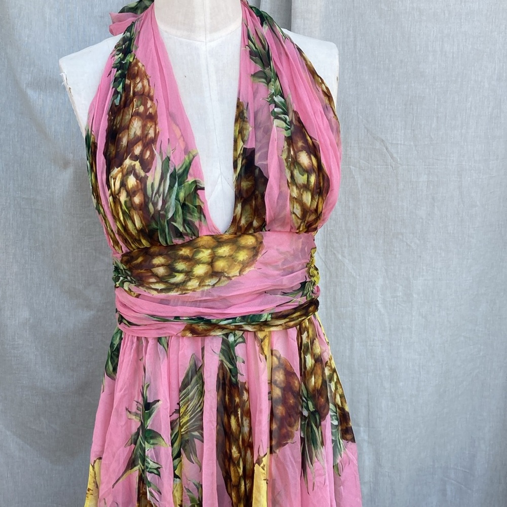 Dolce Gabbana silk chiffon halter dress 48 12 - Picture 2 of 5